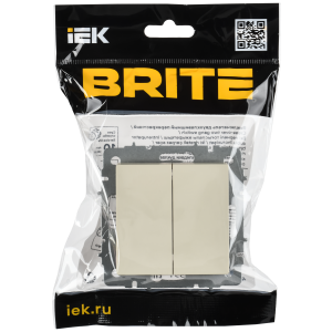 BRITE Выключатель 2-клавишный перекрестный 10А ВС10-2-3-БрКр бежевый IEK