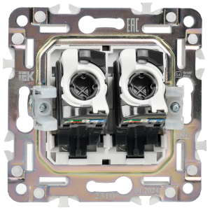 SKANDY Розетка компьютерная двойная RJ45 кат.5E SK-K03N металл никель IEK