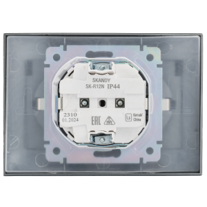 SKANDY Розетка 2-местная и крышкой 16А в сборе IP44 SK-R12N металл никель IEK