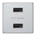 Simon Алюминий Зарядное устройство 2хUSB, К45, 5 В, 2,1 А