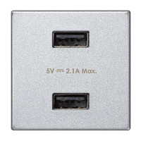 Simon Алюминий Зарядное устройство 2хUSB, К45, 5 В, 2,1 А