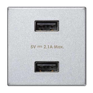 Simon Алюминий Зарядное устройство 2хUSB, К45, 5 В, 2,1 А