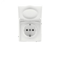 Розетка силовая, 2PE, с зш, с крышкой, IP44, KANT, белая магнолия