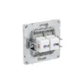 Компьютерная розетка RJ-45 без шторки, кат.5е двойная, KANT, белая магнолия