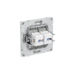 Компьютерная розетка RJ-45 без шторки, кат.5е двойная, KANT, белая магнолия