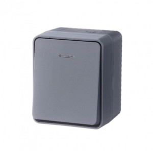 ATLASDESIGN PROFI IP54 О/У 1-клавишный ВЫКЛЮЧАТЕЛЬ с подсветкой, сх.1а, 10АХ, АНТРАЦИТ ATN544013