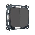 MO903030 Комплект механизм 2-клавишного перекрестного выключателя 10A-250V OMEGA Графит Мягкое касание QUANT OP9030, VM125 AMBRELLA VOLT