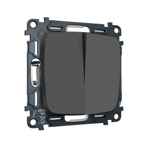 MO903030 Комплект механизм 2-клавишного перекрестного выключателя 10A-250V OMEGA Графит Мягкое касание QUANT OP9030, VM125 AMBRELLA VOLT