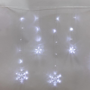 Гирлянда светодиодная Бахрома со снежинками 2.4х0.9м 150LED бел. 7.5Вт 230В IP20 с контроллером 8 режимов Neon-Night 255-075