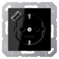 Розетка с USB Jung A 500, скрытый монтаж, с заземлением, черный, A1520-18ASW