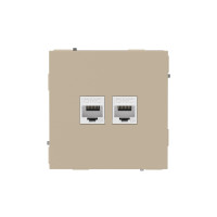 Компьютерная розетка RJ-45 без шторки, кат.6А двойная, KANT, ванильный марципан