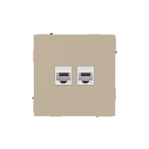 Компьютерная розетка RJ-45 без шторки, кат.6А двойная, KANT, ванильный марципан