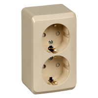 ЭТЮД О/У РОЗЕТКА двойная с заземлением со шторками, 16А, 250B, КРЕМОВЫЙ PA16-008K