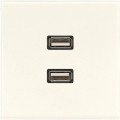 Розетка 2xUSB Jung LS 990, скрытый монтаж, слоновая кость, MALS1153