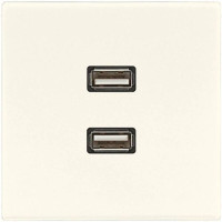 Розетка 2xUSB Jung LS 990, скрытый монтаж, слоновая кость, MALS1153