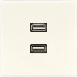 Розетка 2xUSB Jung LS 990, скрытый монтаж, слоновая кость, MALS1153