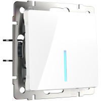 W1112101/ Выключатель одноклавишный проходной с подсветкой (белый)