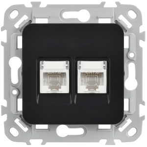FLITE Розетка 2-местная RJ45/RJ11 категория 5Е/3 UTP РКТ5е/3-2-0-ФлЧ черный IEK