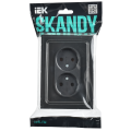 SKANDY Розетка 2-местная без заземления без защитных шторок для плоской вилки 10А SK-R03Bl стекло черный IEK