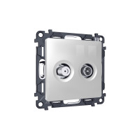 MA413310 Комплект механизма розетки TV оконечной + SAT 5-862MHz 3.5dB/950-2150MHz 3.5dB ALFA Серебро глянец QUANT (AP4133, VM217) AMBRELLA VOLT