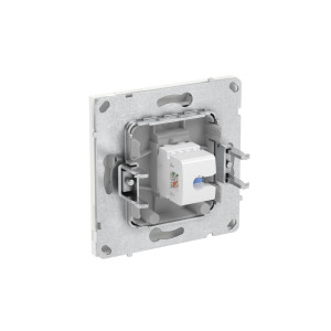 Компьютерная розетка RJ-45 без шторки, кат.5е одинарная, KANT, белый песок