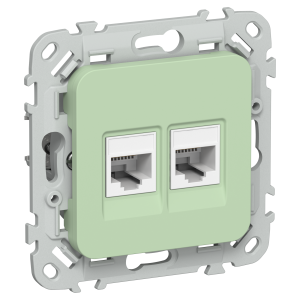 FLITE Розетка 2-местная RJ45/RJ11 категория 5Е/3 UTP РКТ5е/3-2-0-ФлФ фисташковый IEK