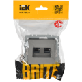 BRITE Розетка компьютерная двойная RJ45 кат.6 РК11-2-БрС сталь IEK