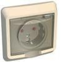 ЭТЮД IP44 С/У РОЗЕТКА с заземлением со шторками, 16А, 250B, КРЕМОВЫЙ PC16-044K