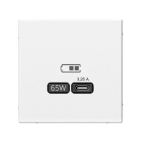 ARTGALLERY USB РОЗЕТКА тип-С 65Вт высокоскор.заряд. QC, PD, механизм, БЕЛЫЙ GAL000127