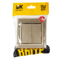 BRITE Выключатель 2-клавишный 10А в сборе ВСР10-2-0-БрШ шампань IEK