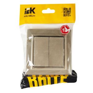 BRITE Выключатель 2-клавишный 10А в сборе ВСР10-2-0-БрШ шампань IEK