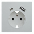 Лицевая панель для розетки 2к+з с USB A+C, RIKETT серебро (35637 SV)