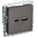 BRITE Розетка USB A+C 18Вт РЮ11-1-БрТБ темная бронза IEK