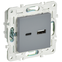 SKANDY Розетка USB A+C 18Вт SK-R13Gr серый IEK