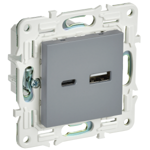 SKANDY Розетка USB A+C 18Вт SK-R13Gr серый IEK