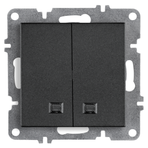 Arvia Electric, L/K Механизм, Выключатель двухклавишный с подсветкой, (графит)