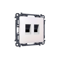 MA212110 Комплект механизма компьютерной двойной розетки RJ-45 с автоматической защитной шторкой ALFA Жемчуг QUANT (AP2121, VM189) AMBRELLA VOLT