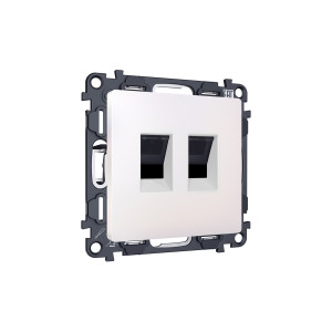 MA212110 Комплект механизма компьютерной двойной розетки RJ-45 с автоматической защитной шторкой ALFA Жемчуг QUANT (AP2121, VM189) AMBRELLA VOLT