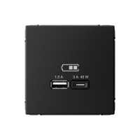 ARTGALLERY USB РОЗЕТКА A + тип-C 45Вт высокоскор.заряд. QC, PD, механизм, КАРБОН GAL001029