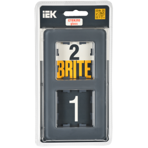 BRITE Рамка 2-местная РУ-2-2-Бр стекло графит RE IEK