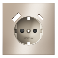 Накладка для розетки с заземлением и защитными шторками, с USB A+C, S70 Metal (платина)