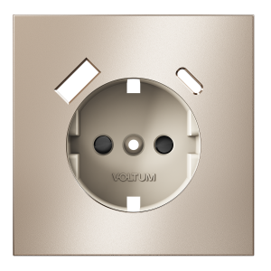 Накладка для розетки с заземлением и защитными шторками, с USB A+C, S70 Metal (платина)