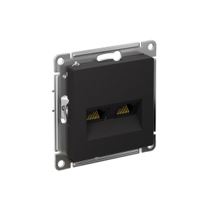 ATLASDESIGN РОЗЕТКА двойная компьютерная RJ45+RJ45 кат. 6А, механизм, КАРБОН ATN001088