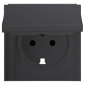 Лицевая панель для розетки 2к+з с крышкой, RIKETT черный сатин (35634 MB)