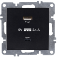 Arvia Electric, L/K Механизм, Розетка USB + Type C, (черный)