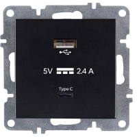 Arvia Electric, L/K Механизм, Розетка USB + Type C, (черный)