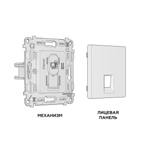 MA662010 Комплект механизма компьютерной розетки ALFA Антрацит серый RJ-458P8C CAT6 с шторкой QUANT AP6620, VM188 AMBRELLA VOLT