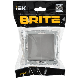 BRITE Выключатель 2-клавишный перекрестный 10А ВС10-2-3-БрС сталь IEK