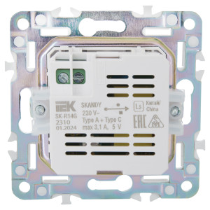 SKANDY Розетка USB A+C 3,1А SK-R14G графит IEK