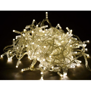 Гирлянда Нить 20м 200LED тепл. бел. IP44 провод прозр. 230В с контроллером 8 режимов IEK LGDU111-1-200-20-T-S-44